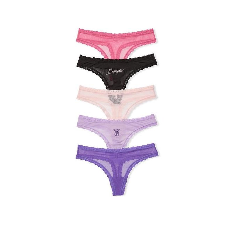 Набір трусиків 5-Pack Mesh Thong Panties with Love