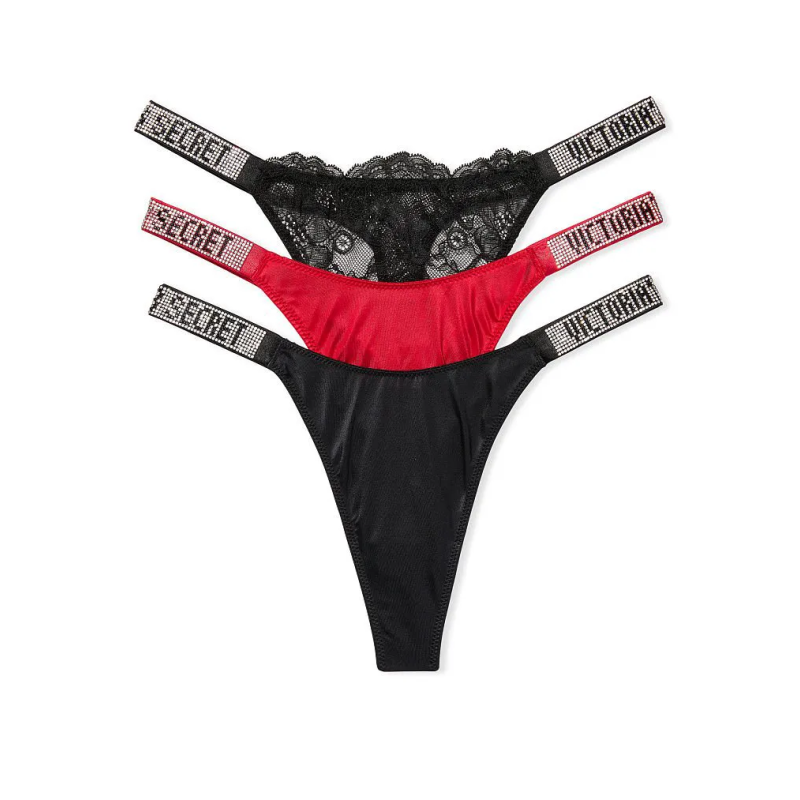 Набір жіночих трусиків 3-Pack Very Sexy Shine Strap Thong Panty