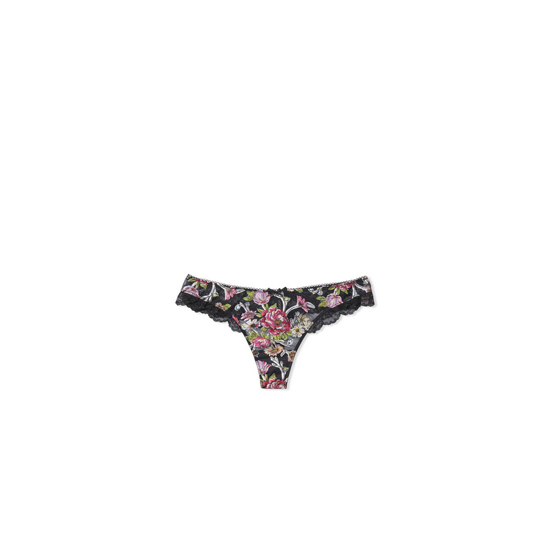 Трусики Dream Angels Floral Embroidery Thong Panty Black