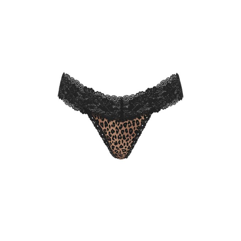 Трусики Wink Lace-Trim Thong Panty Ganache Leopard