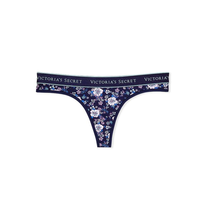 Трусики Logo Cotton Thong Panty Blue Flowers