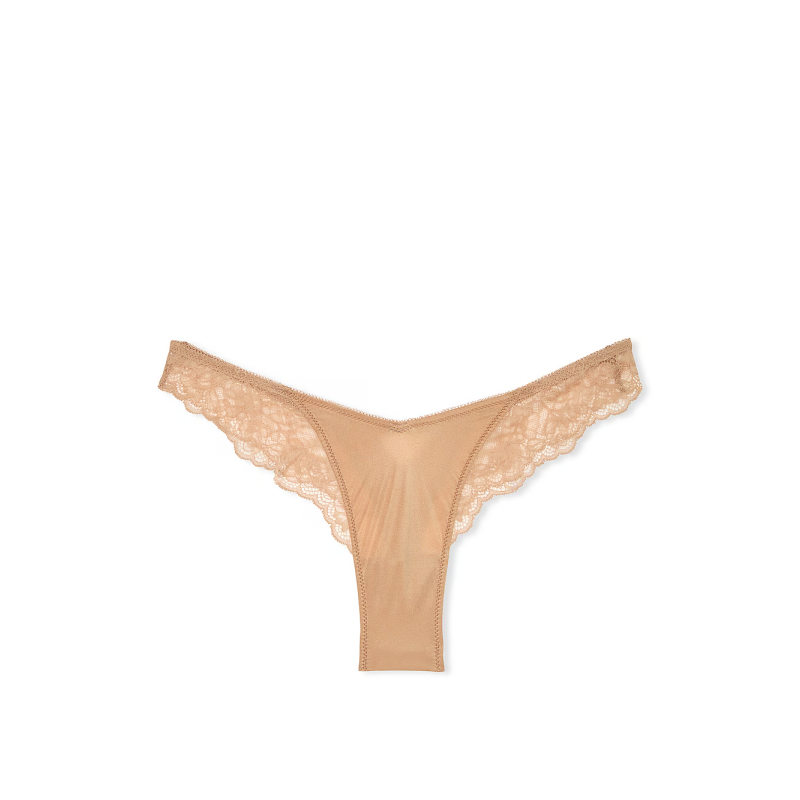 Трусики Rose Lace-Trim High-Leg Thong Panty Praline