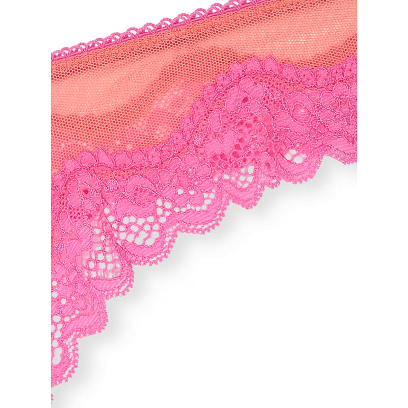 Трусики Tease Mesh Lace-Trim High-Leg Thong Panty Coral New Peony VS