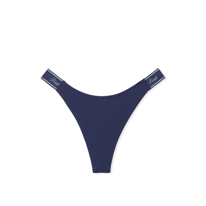 Трусики Logo Cotton High-Leg Thong Panty Midnight Navy