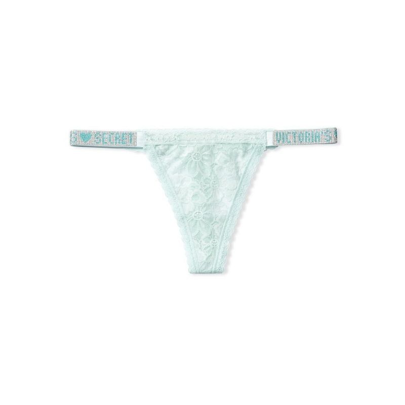 Трусики The Lace Shine Strap Thong Panty Blue Ice