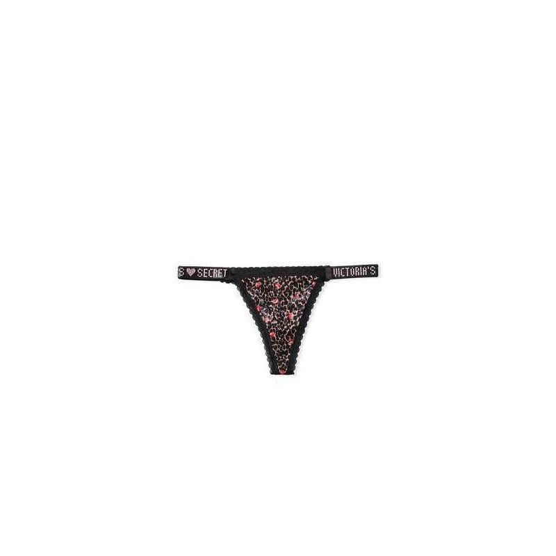 Трусики The Lace Shine Strap Thong Panty Leopard