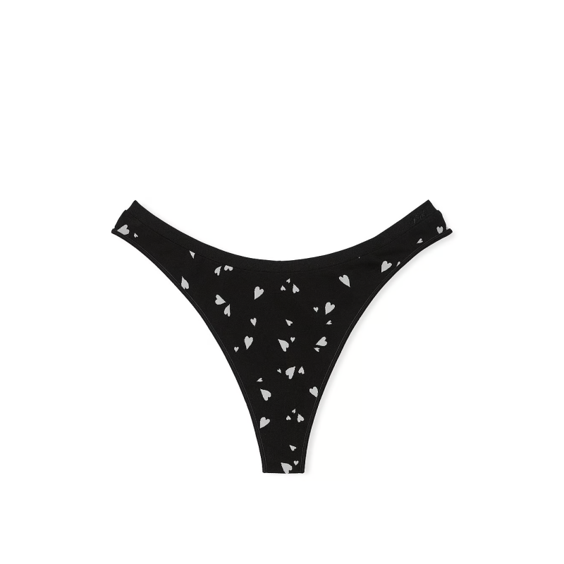 Трусики Seamless High-Leg Thong Panty Black Heart Print