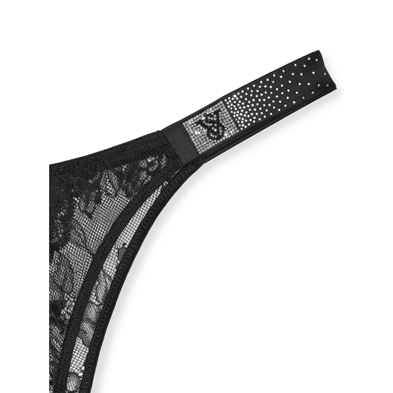 Трусики Scattered Shine Strap Crotchless Brazilian Panty Black VS