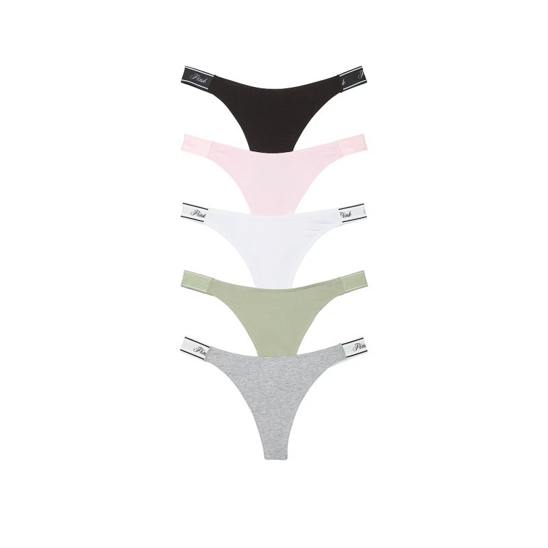 Набір трусиків 5-Pack Logo Cotton High-Leg Thong Panties Just The Basics Pack