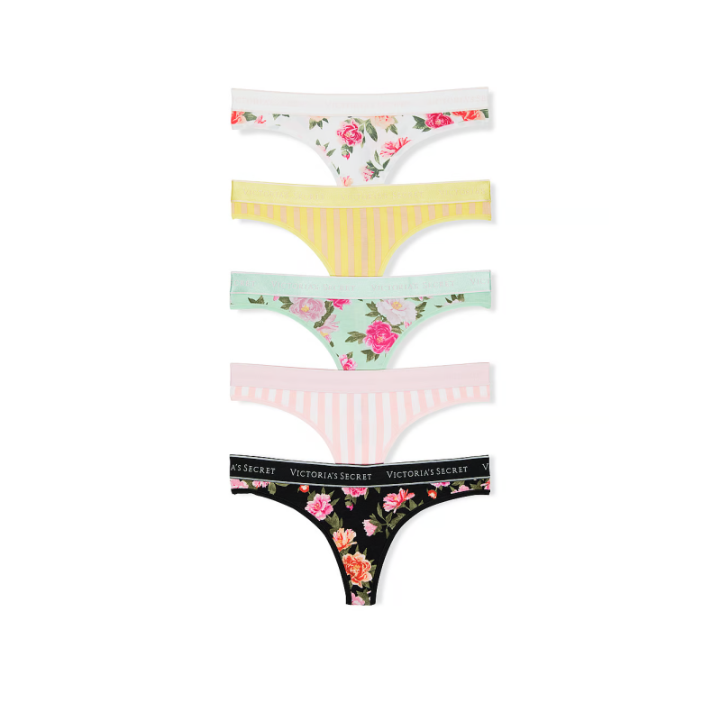 Набір трусиків 5-Pack Logo Cotton Thong Panties Flowers