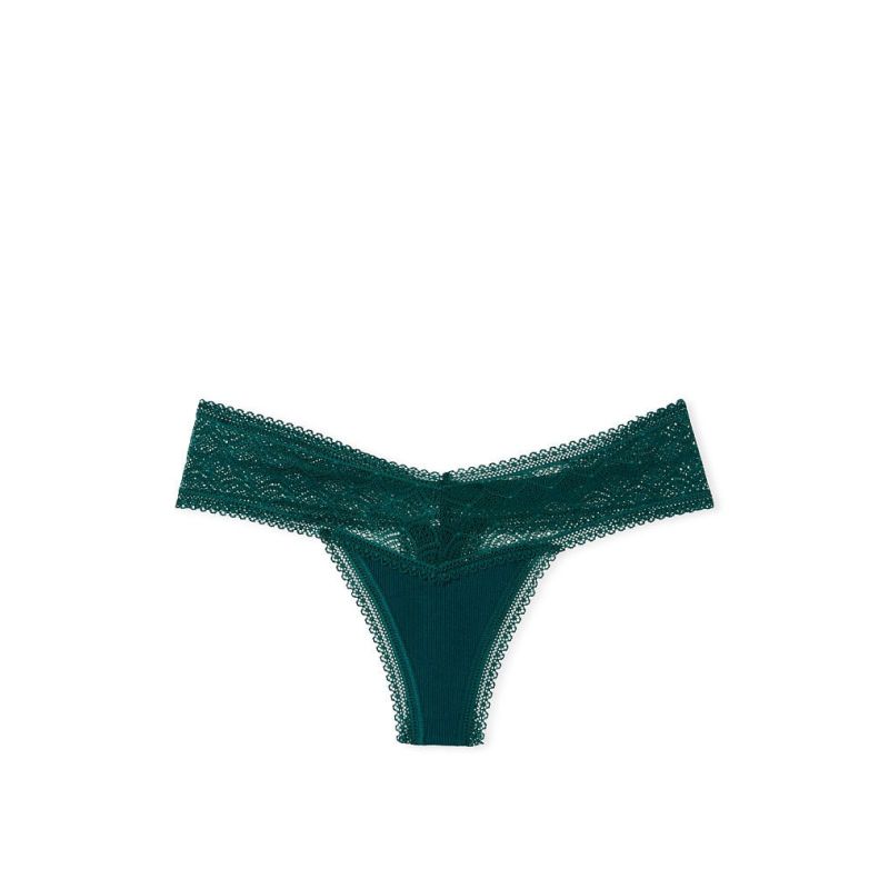 Трусики Lace Waist Ribbed Cotton Thong Panty Ivy