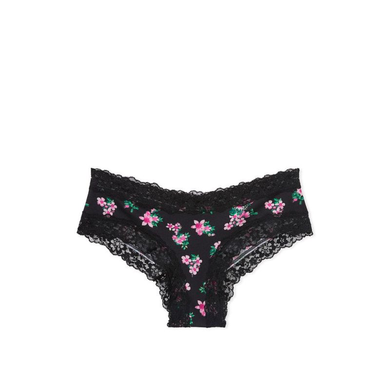 Трусики Posey Lace Cotton Cheeky Panty Black Floral
