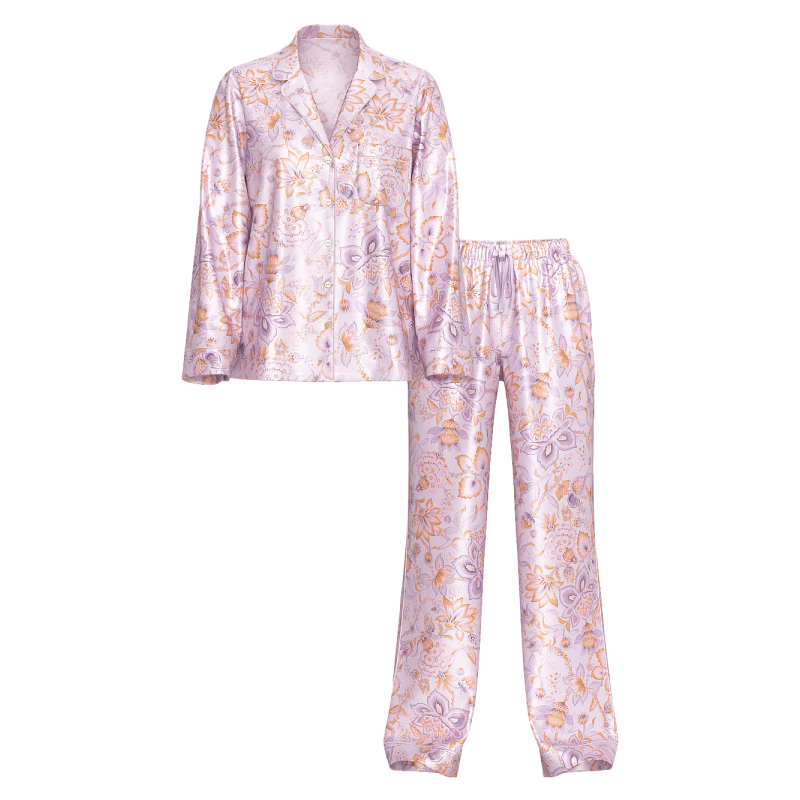 Піжама сатинова Satin Long Pajama Set Violet Floral VS