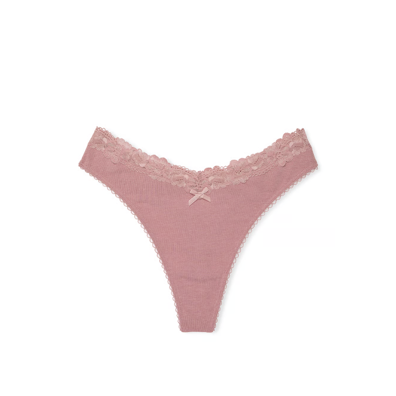 Трусики Cotton Lace-Waist High-Leg Scoop Thong Panty Nostalgia Rose