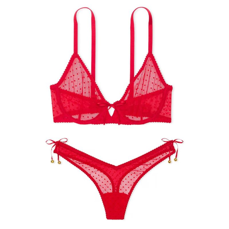 Комплект білизни Jingle Bells Mesh Unlined Demi Bra Lipstick