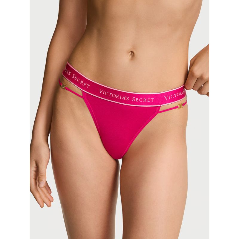 Трусики Logo Cotton Strappy Thong Panty Fuchsia Vibrant