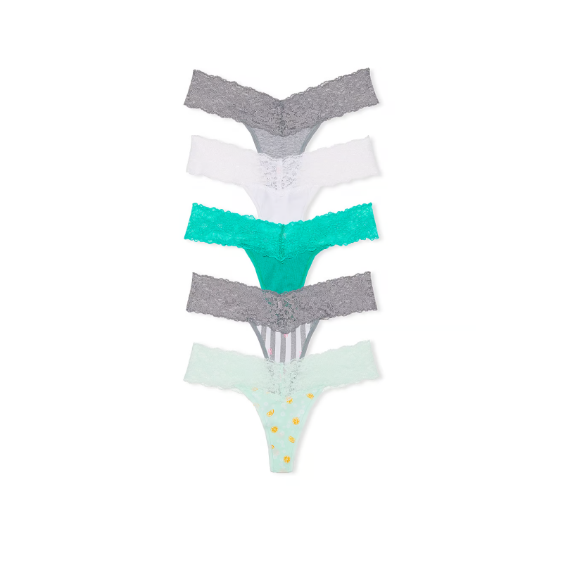 Набір трусиків 5-Pack Lace-Waist Cotton Thong Panties Mix