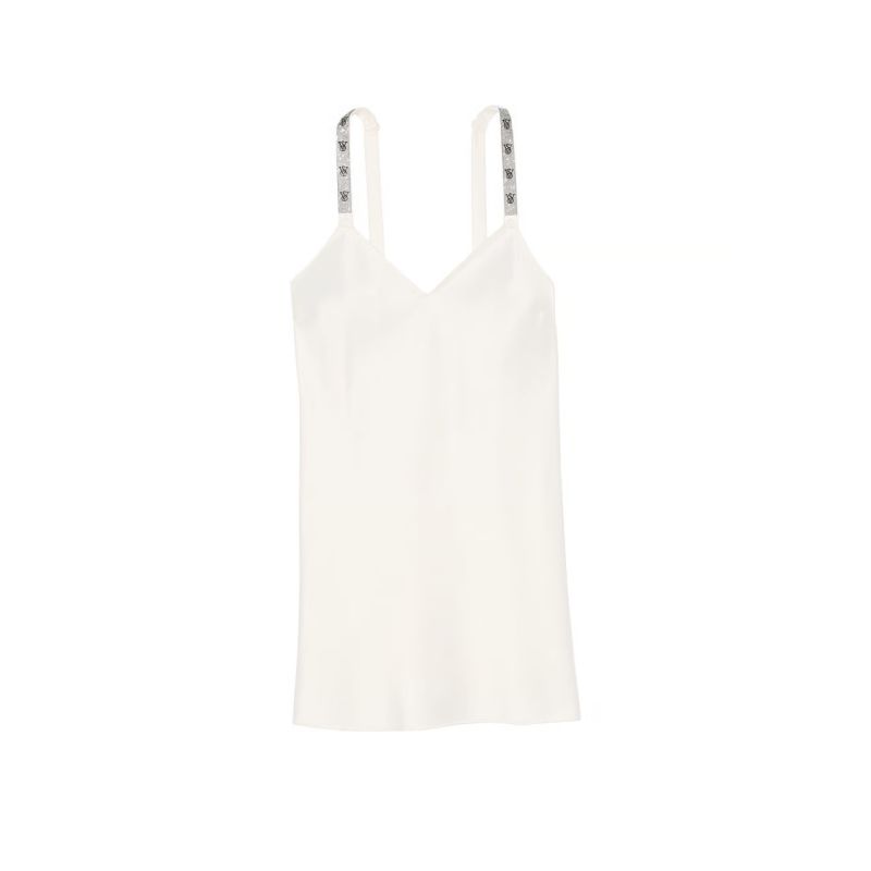 Нічна сорочка сатинова Shine Strap Satin Slip White/Ivory