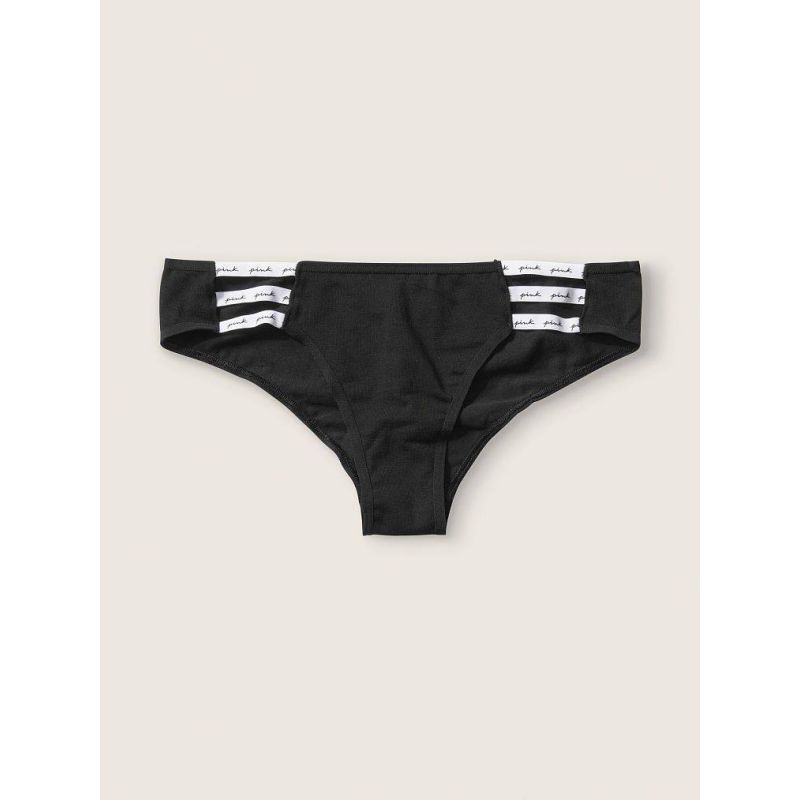 Трусики PINK Mini Logo Strappy Cheekster Panty Black