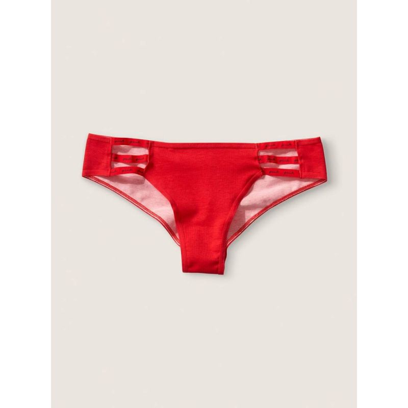 Трусики PINK Mini Logo Strappy Cheekster Panty Red
