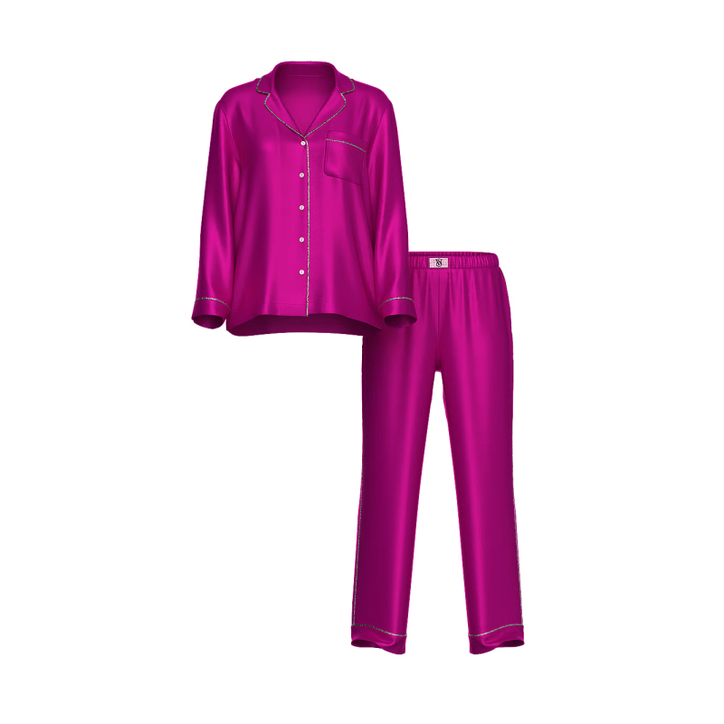 Піжама сатинова Glazed Satin Shine Long Pajama Set Purple
