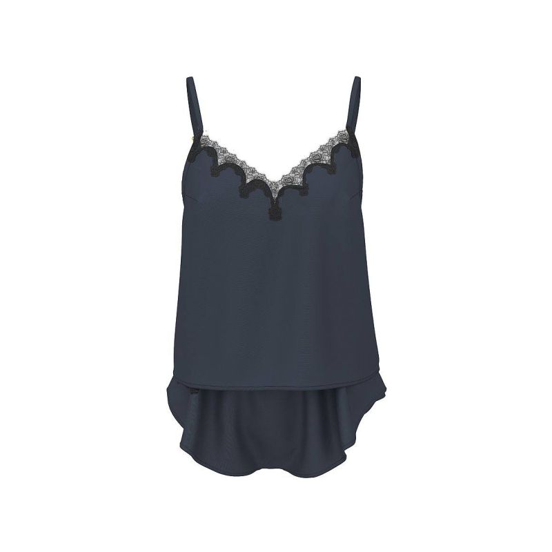 Піжама сатинова Satin Rose Lace Trim Cami Flutter Shorts Set Dark
