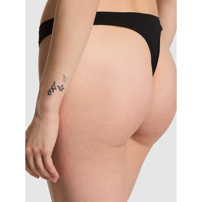 Трусики Cotton High-Leg Thong Panty Black VS