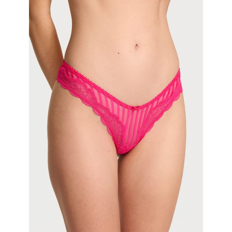 Трусики Tease Sheer Stripe High-Leg Thong Panty Pink Enchanted