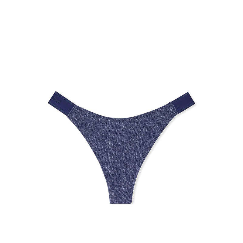 Трусики Logo Cotton High-Leg Thong Panty Dark Blue Denim Wash