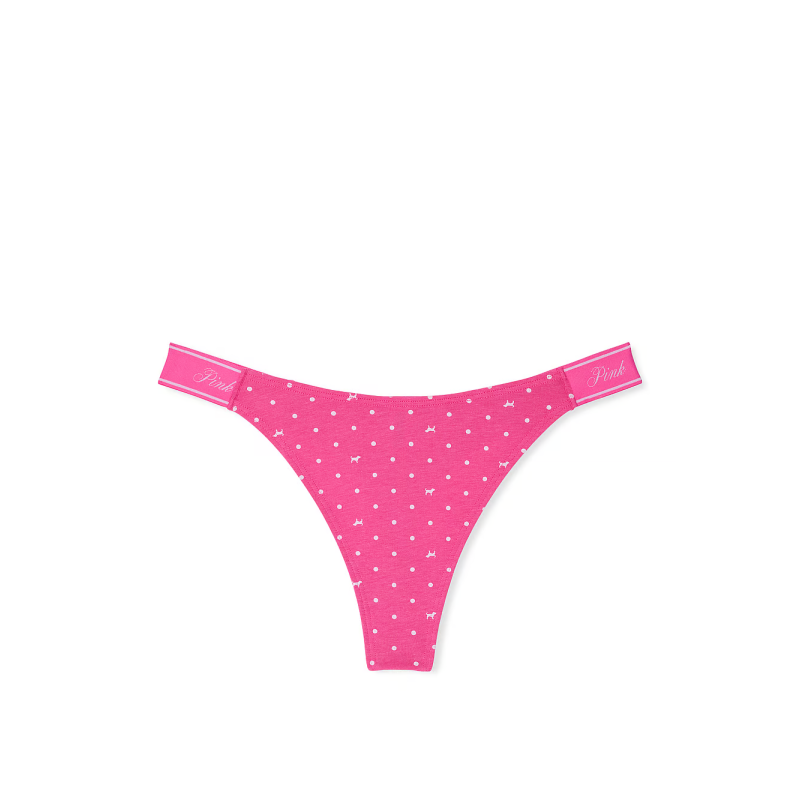 Трусики Logo Cotton High-Leg Thong Panty Pink Gossip Dot Dog Print