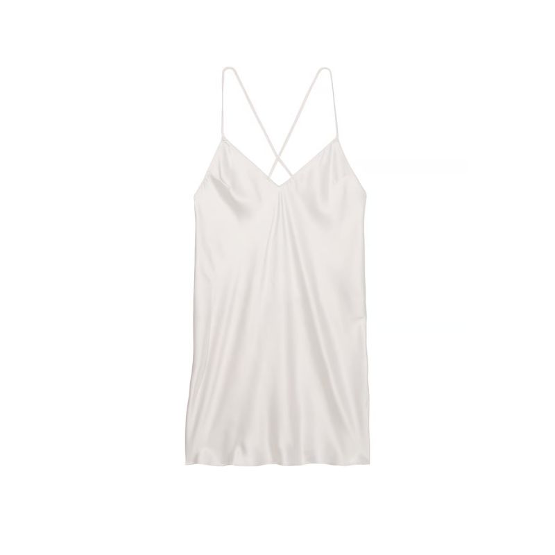 Нічна сорочка сатинова Satin Open-Back Slip Dress Coconut White