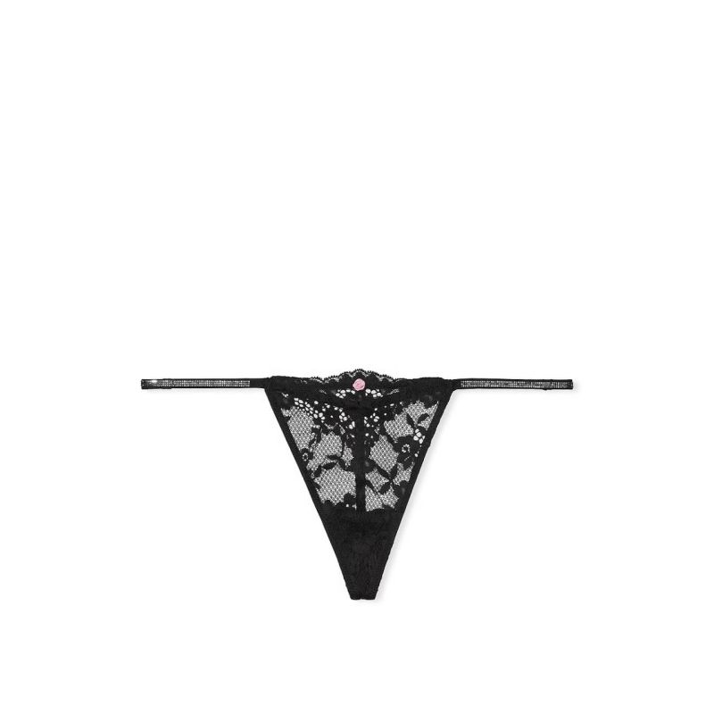 Трусики Dream Angels Twinkle Strap Lace V-String Panty Black