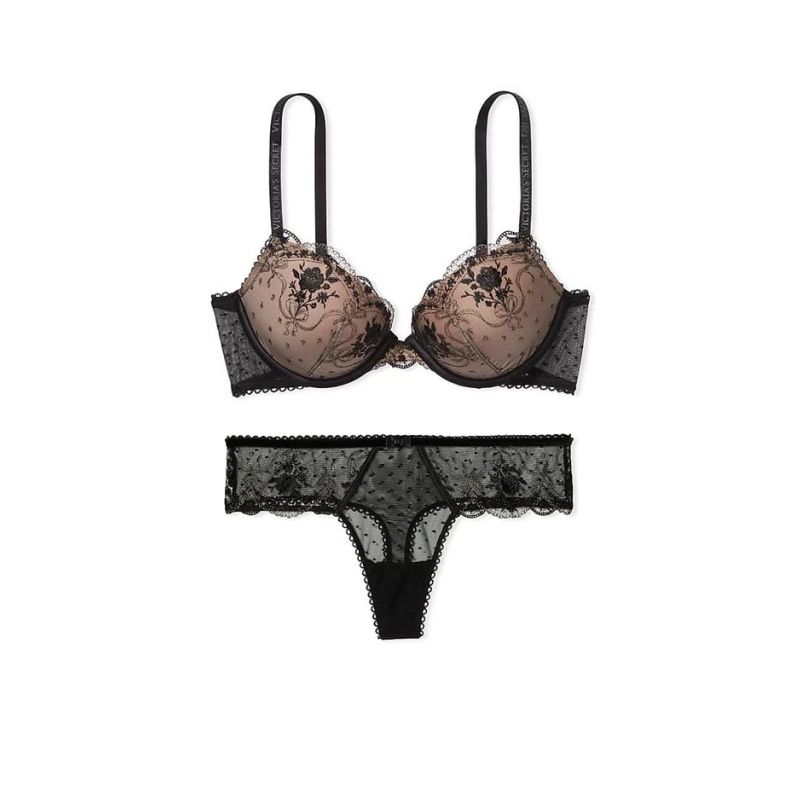 Комплект Embroidered Push-Up Bra & Thong Panty