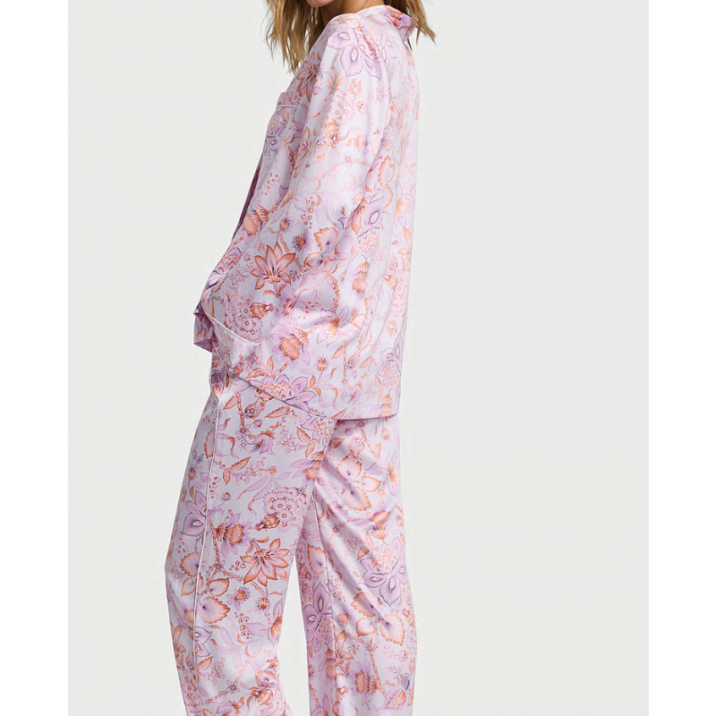 Піжама сатинова Satin Long Pajama Set Violet Floral VS
