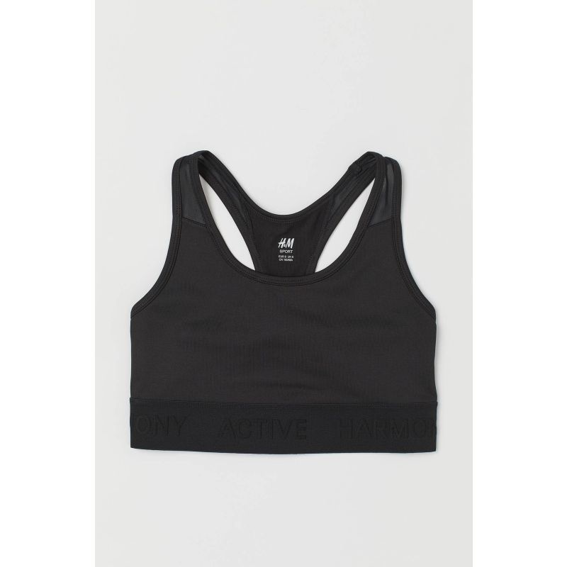 Спортивний топ Sports bra Medium support НМ Black
