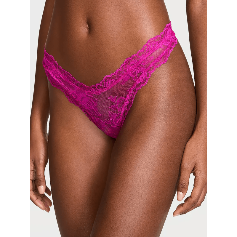 Трусики Very Sexy Rose Lace High-Leg Thong Panty Outrageous Pink VS
