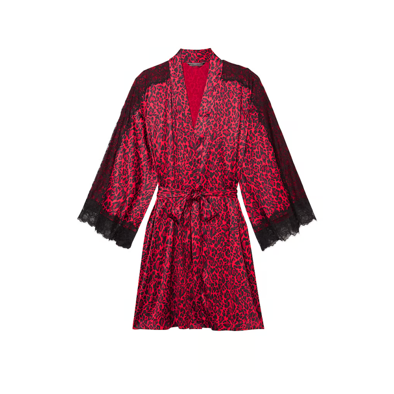 Сатиновий халат Luxe Satin Lace Inset Robe Leo