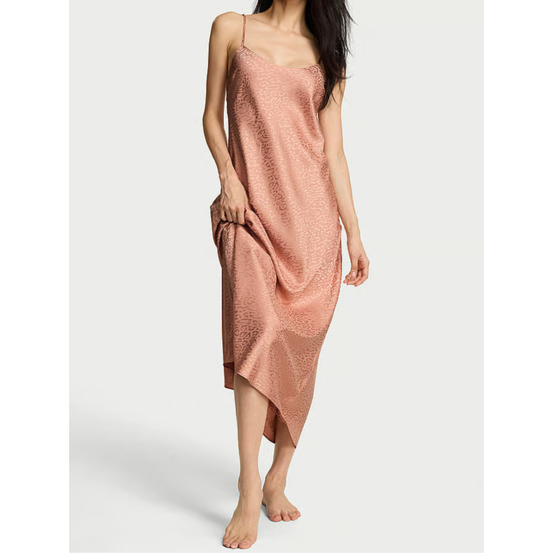 Нічна сорочка Leopard Jacquard Midi Slip Dress Macaron