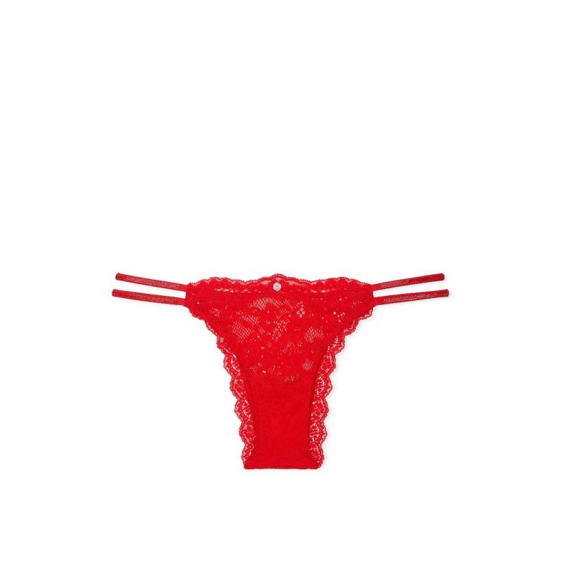 Трусики Dream Angels Twinkle Strap Lace Brazilian Panty Red