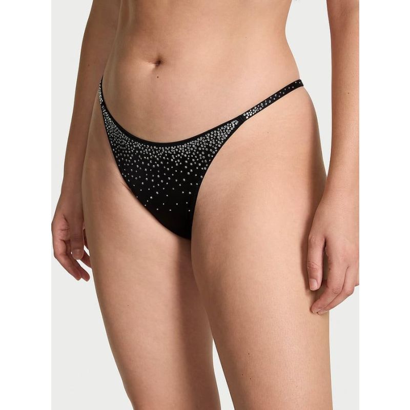 Трусики Sparkle Crystal Shine Strappy Brazilian Panty Black