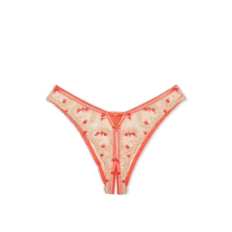 Трусики Rose Lace Bows Crotchless Brazilian Panty