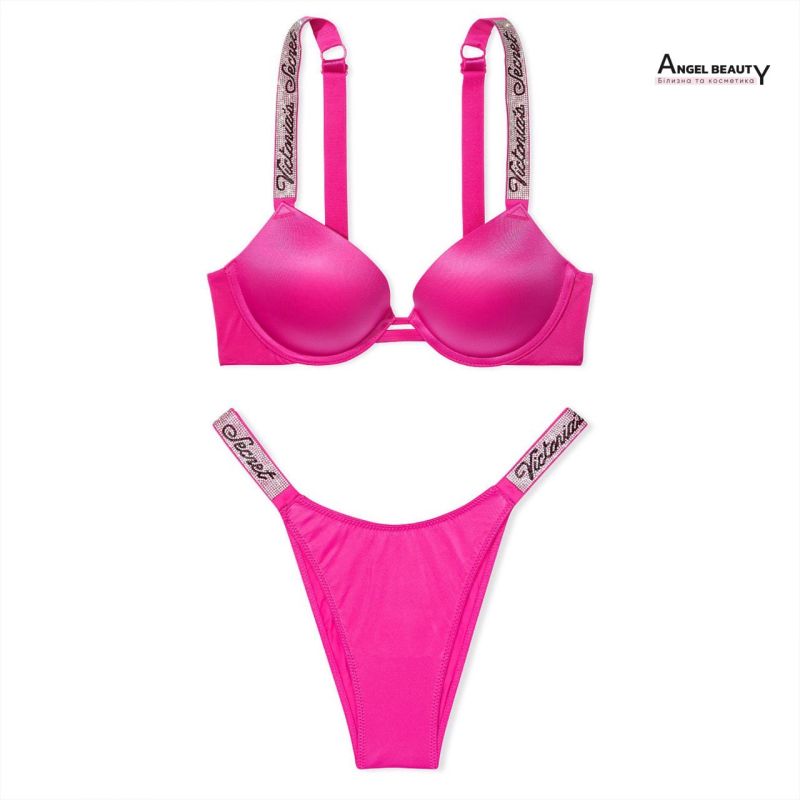 Комплект Shine Strap Push-Up Bra & Brazilian Fuchsia Frenzy