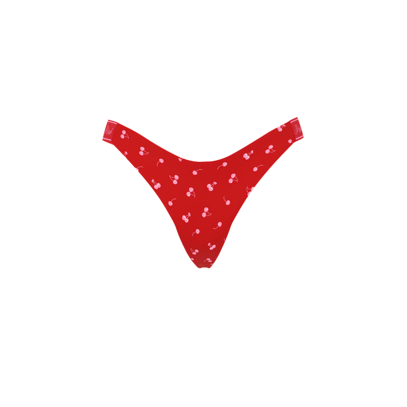 Трусики Logo Cotton High-Leg Thong Panty Bright Vermillion Cherries