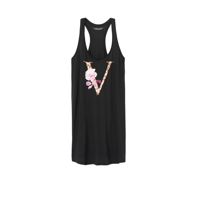 Сукня-туніка чорна з принтом домашня