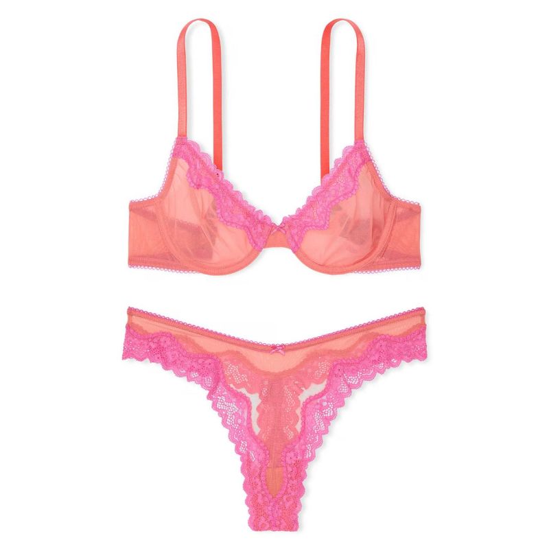 Комплект Tease Unlined Demi Bra Coral & New Peony