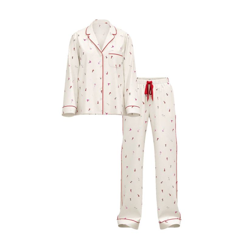 Піжама Flannel Long Pajama Set Coconut White Skiers