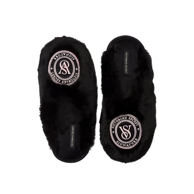 Домашні тапочки Closed Toe Faux Fur Slipper Black