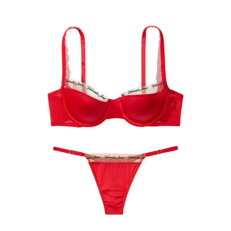 Комплект Very Sexy Logo Embroidery Lined Bra & Thong Panty Lipstick