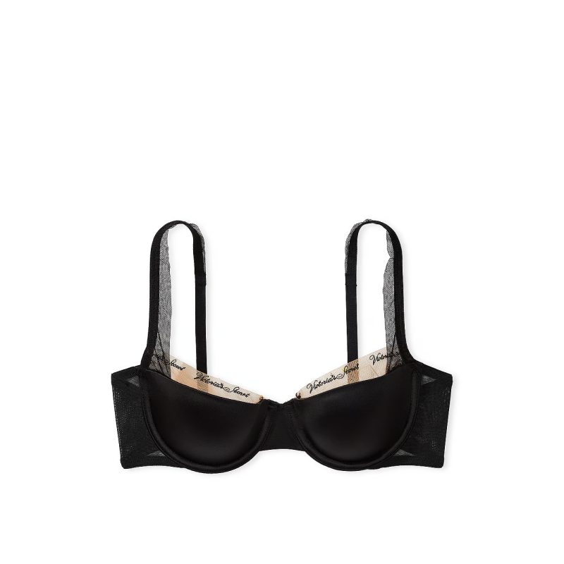 Бюстгальтер Smooth Logo Embroidery Lightly Lined Balconette Bra Black