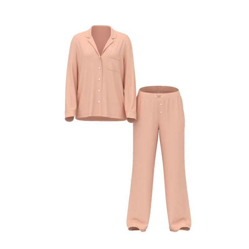 Піжама Modal Ribbed Long Pajama Set Pink Gin